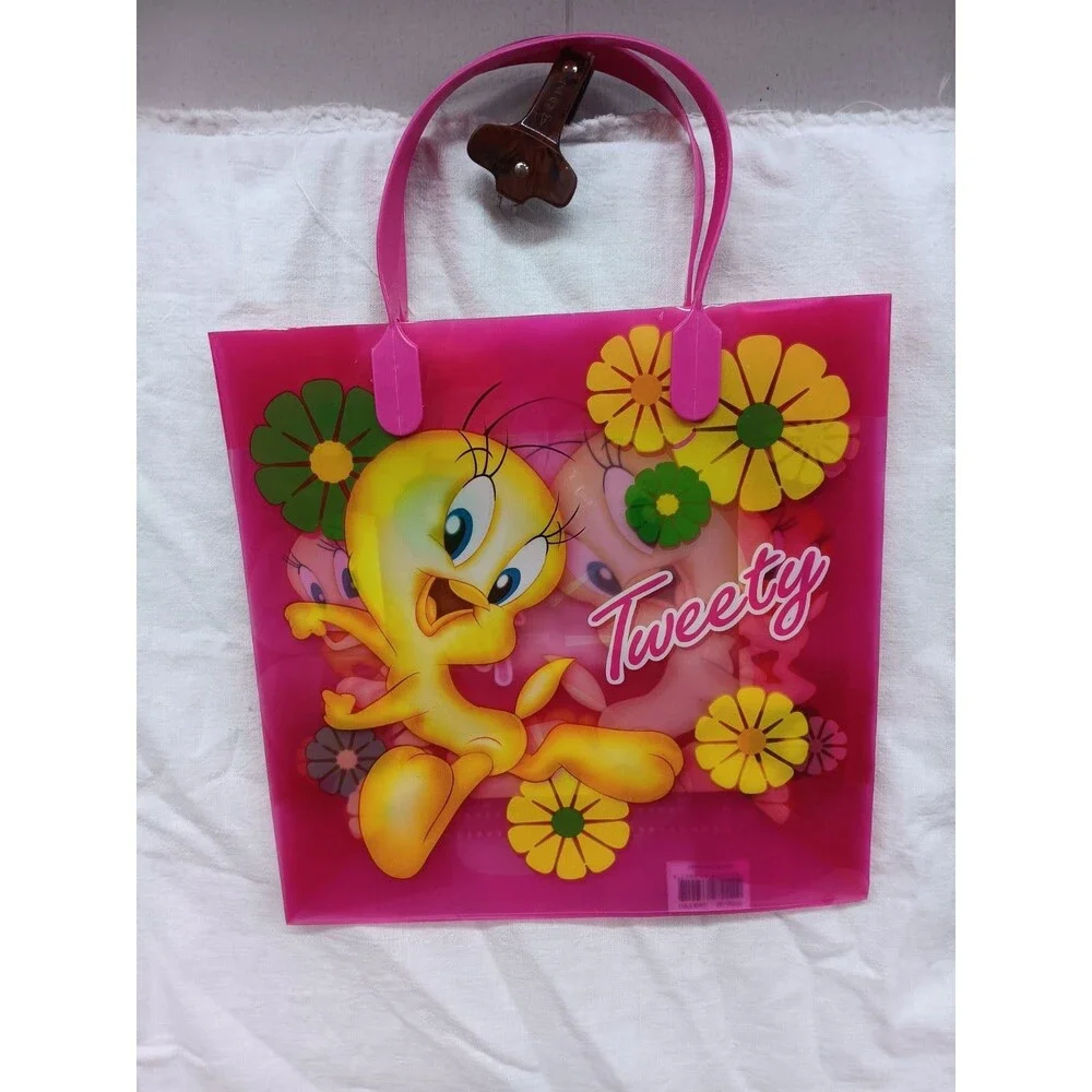 Vintage Tweety Bird Heavy Duty Plastic Gift Bag Pink